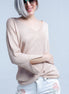 Pink Knit Sweater With Gold Lurex Detail