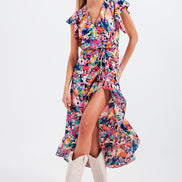 Ruffle Wrap Maxi Dress