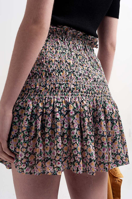 Shirred Skater Skirt