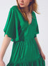 Green Smock v Neck Maxi Dress