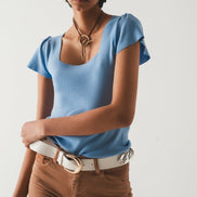 Square Neck Puff Sleeve Sweater