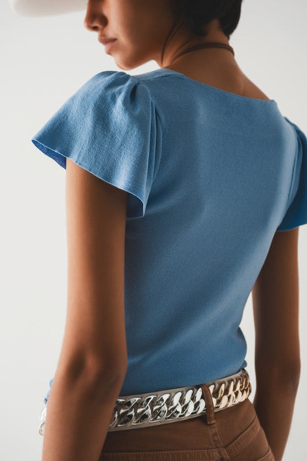 Square Neck Puff Sleeve Sweater