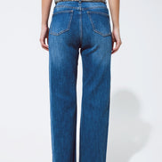 Straight Leg Jeans With Silver Metallic Finish
