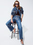 Straight Leg Jeans With Silver Metallic Finish