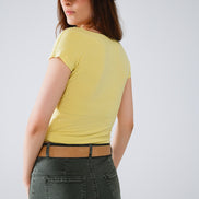 V-Neck Crossed Drapped Fitted Top