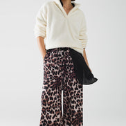 Leopard-Print Track Style Pants