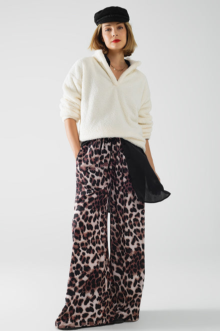Leopard-Print Track Style Pants