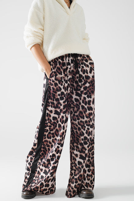Leopard-Print Track Style Pants