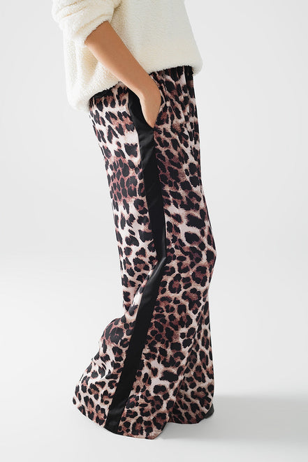 Leopard-Print Track Style Pants